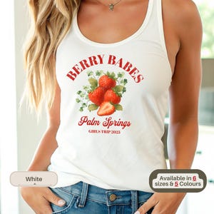 Berry Babes Racerback Tank | Strawberry Girls Trip Shirt | Fun Palm Springs Tank Top | Beach, Brunch, Yoga, Layering Tank | 5 Colours