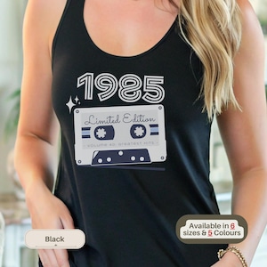 1985 Vintage or Limited Edition Tank Top, Cassette Birthday Shirt, Volume 40 Greatest Hits, Retro Racerback, 40th Gift for Her, Summer Top