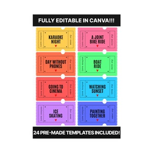 Printable Coupon Template Pack – Customizable Love Vouchers & Birthday Gift Tickets – Instant Surprise Gift, Digital Party Favors