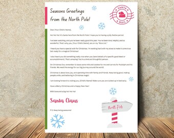 Personalised Letter From Santa Easy Print at Home Version