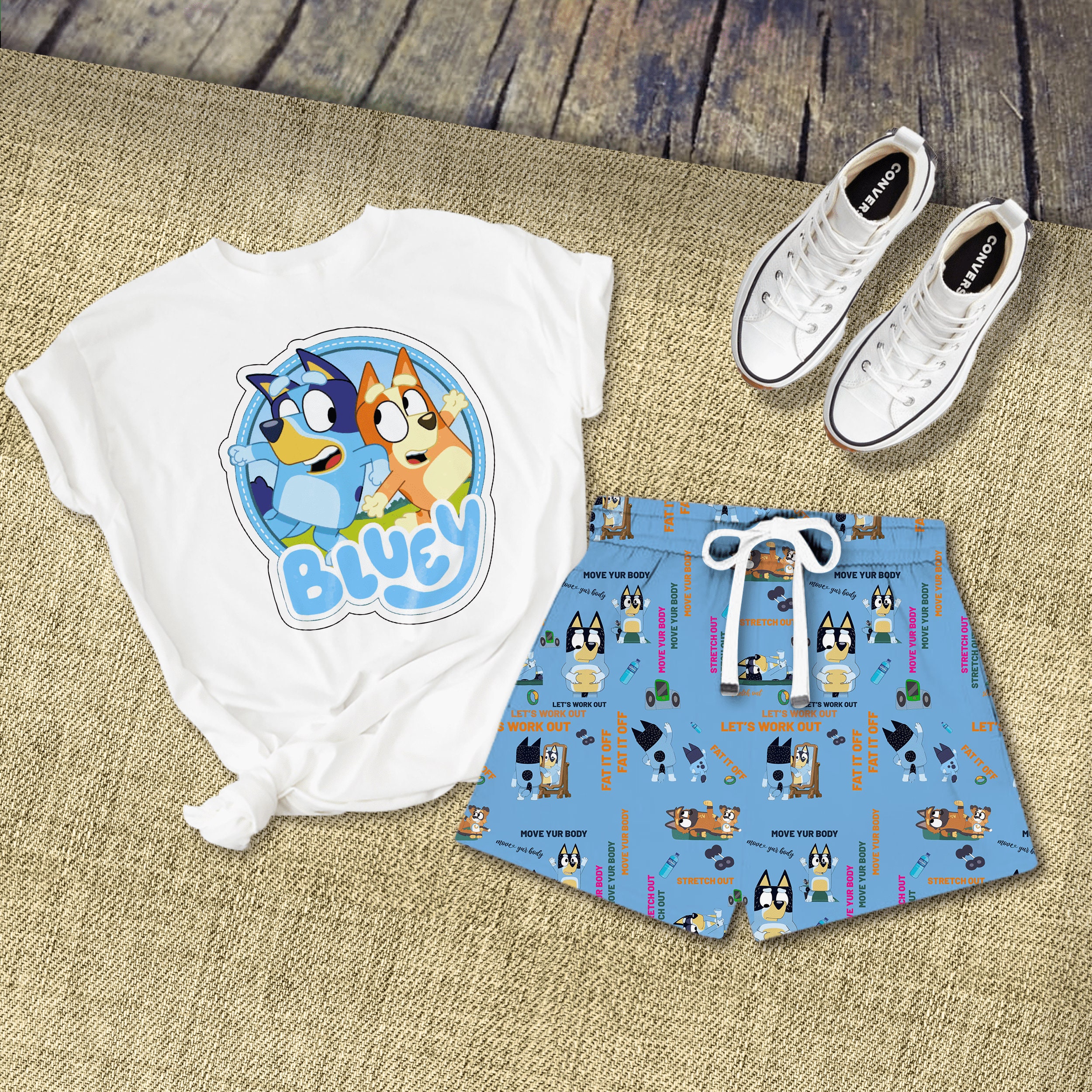 Cute BlueyDad Dog Short Pajamas Set