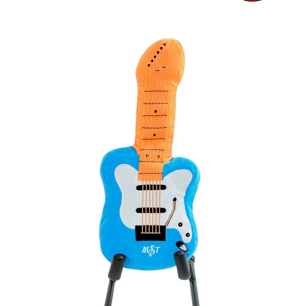 Blue Electric Guitar Plush Soft Toy Sensory Plushie Music Musical Instrument Stuffed SEND