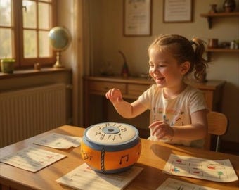 Plyschtrumleksak – Mjuk musikalisk leksak för baby och småbarn, låtsaslekstrumma, musikbarnrum, lärare, babyshowerpresent, sensorisk leksak, plyschleksak