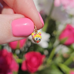VINTAGE FIND 9ct Yellow Gold Enamel Girl Charm Pendant - 90&#39;s Fine Jewellery - Gifts for her