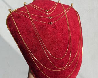 Real Solid Gold Skinny Yellow 9ct Gold Fine Diamond Cut Curb Chain Necklace 0.8mm wide 16&quot;, 18&quot;, 20&quot;, 22&quot; Inches Vintage 375 Solid Gold 9k
