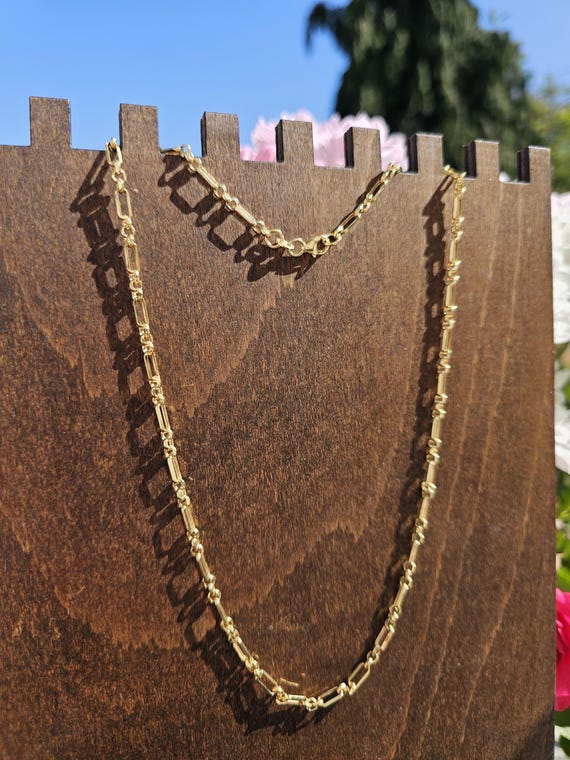 イタリア ヴィンテージ 9k 9金 フィガロチェーンブレスレット 69B