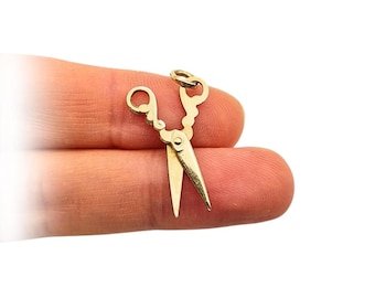 9ct Scissors Gold Pendant Charm - Articulated Charm 9k Pendant