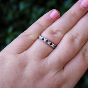 Solid 9ct Yellow Gold Sapphire & Zirconia Half Eternity Ring - Eternity Band - Size S 1/2, (9.50, 60.5) - Charlotte Gold