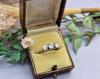 The 9ct Yellow Gold 1.50ct Trilogy Ring Birmingham 1975 - Eternity and Engagement - Size M (6.25, 52.5) Three Stone