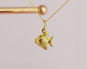 Solid 9ct Yellow Gold Puffy Fish 3D 9k Pendant & Charm