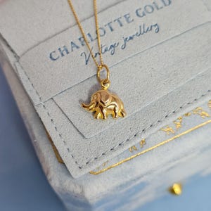 Solid 9ct Yellow Gold Puffy Elephant 3D 9k Pendant & Charm