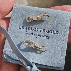 Large 9ct 1980&#39;s 2.3cm Solid Yellow Gold Swivel Dog Albert Clip Pendant - Late Century Charm Holder Bracelet and Necklace Extender