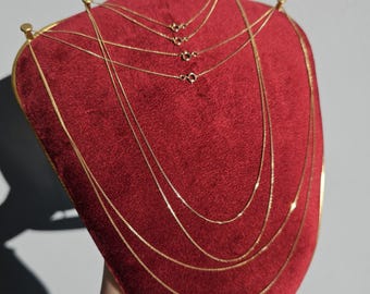 Colar de corrente elos em ouro maciço 14k: Corte diamante fino, estilo vintage 585