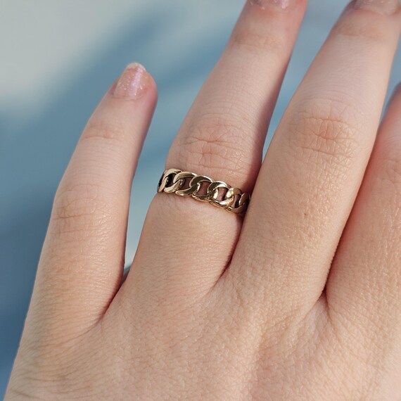 Anello a catena con maglie larghe in oro giallo massiccio carati