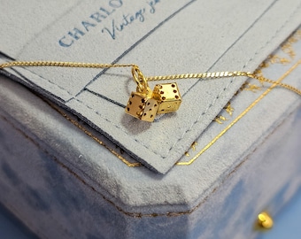 9ct Gold Dice Charm: 3D Lucky 9k Charm