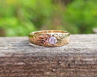 Year 1984 9ct Gold Fancy Solitaire Gypsy Ring - Size U (10.25, 62.7)