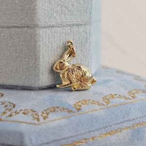 9ct Yellow Gold Rabbit Bunny Charm - 9k Puffed Pendants 375