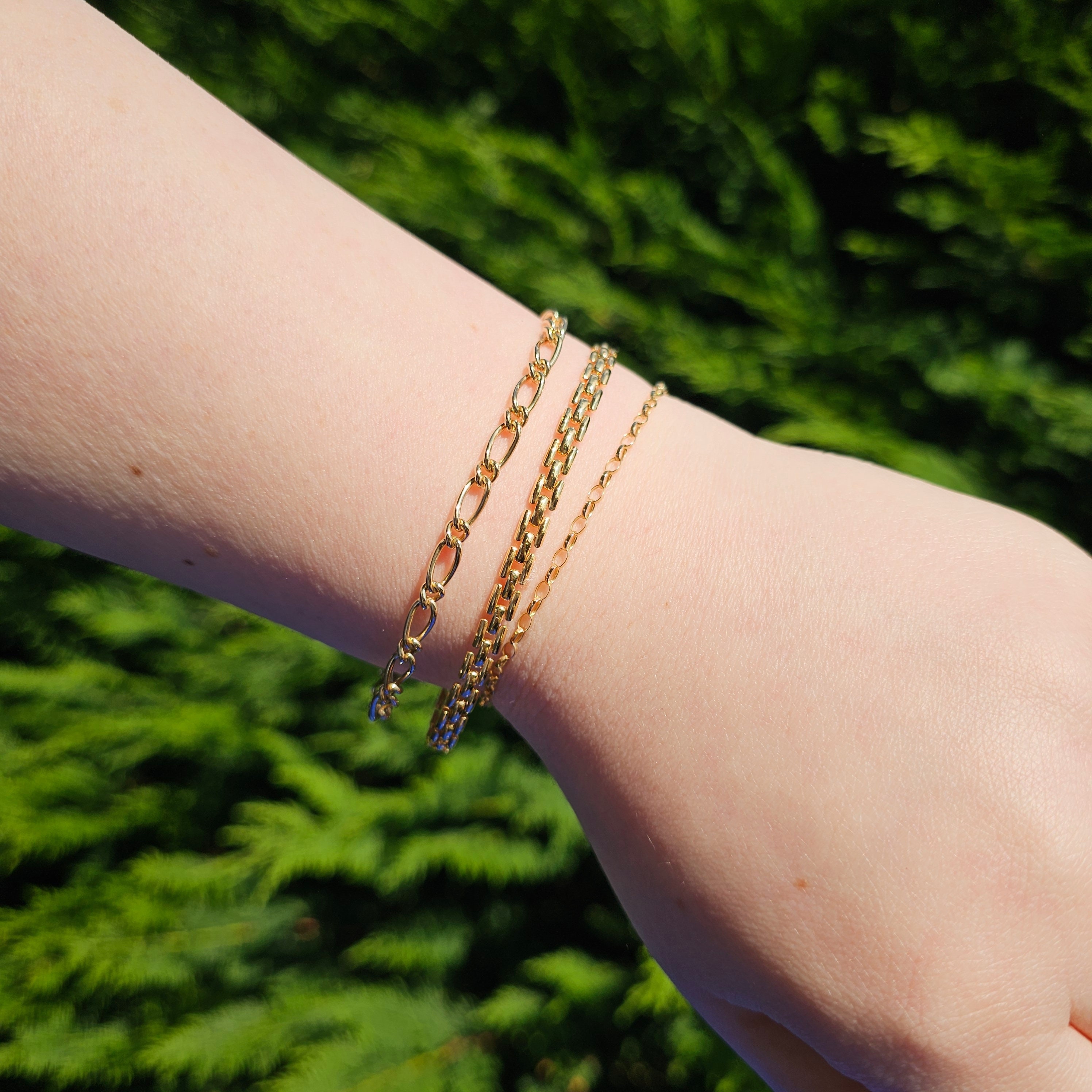 9ct Yellow Gold 4mm Wide Chunky Figaro Bracelet Chain 8.2