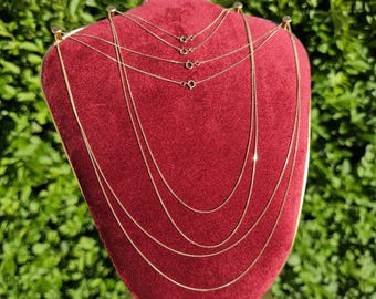 Real 14k Solid Gold Skinny Yellow 14ct Gold Fine Diamond Cut Curb Chain Necklace 0.8mm wide 16&quot;, 18&quot;, 20&quot;, 22&quot; Inches 585 Solid Gold