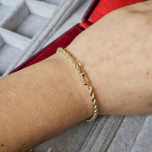Bracciale in corda con chiusura Albert/Dog in oro giallo 9 carati - 7,5 pollici 19 cm di lunghezza 2,51 grammi