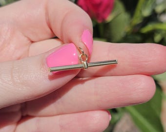Vintage 9ct Yellow Gold T-Bar Pendant - Edwardian Style Charm
