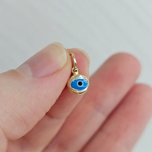 Dainty 9ct Yellow Gold Evil Eye Charm - Good Fortune and Expel Evil Spirits Pendant - Gift For Loved Ones - Jewelry Graduation Best Friend