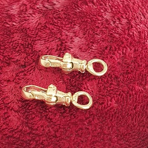 Dainty 9ct Vintage 1980&#39;s Solid Yellow Gold Swivel Dog Albert Clip Pendant - Late Century Charm Holder Bracelet and Necklace Extender