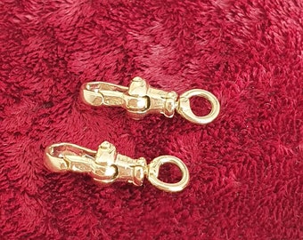 Dainty 9ct Vintage 1980&#39;s Solid Yellow Gold Swivel Dog Albert Clip Pendant - Late Century Charm Holder Bracelet and Necklace Extender