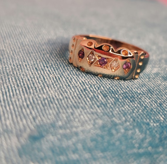 Solid 9ct Rose Gold Gypsy Ring - Natural Diamond … - image 5