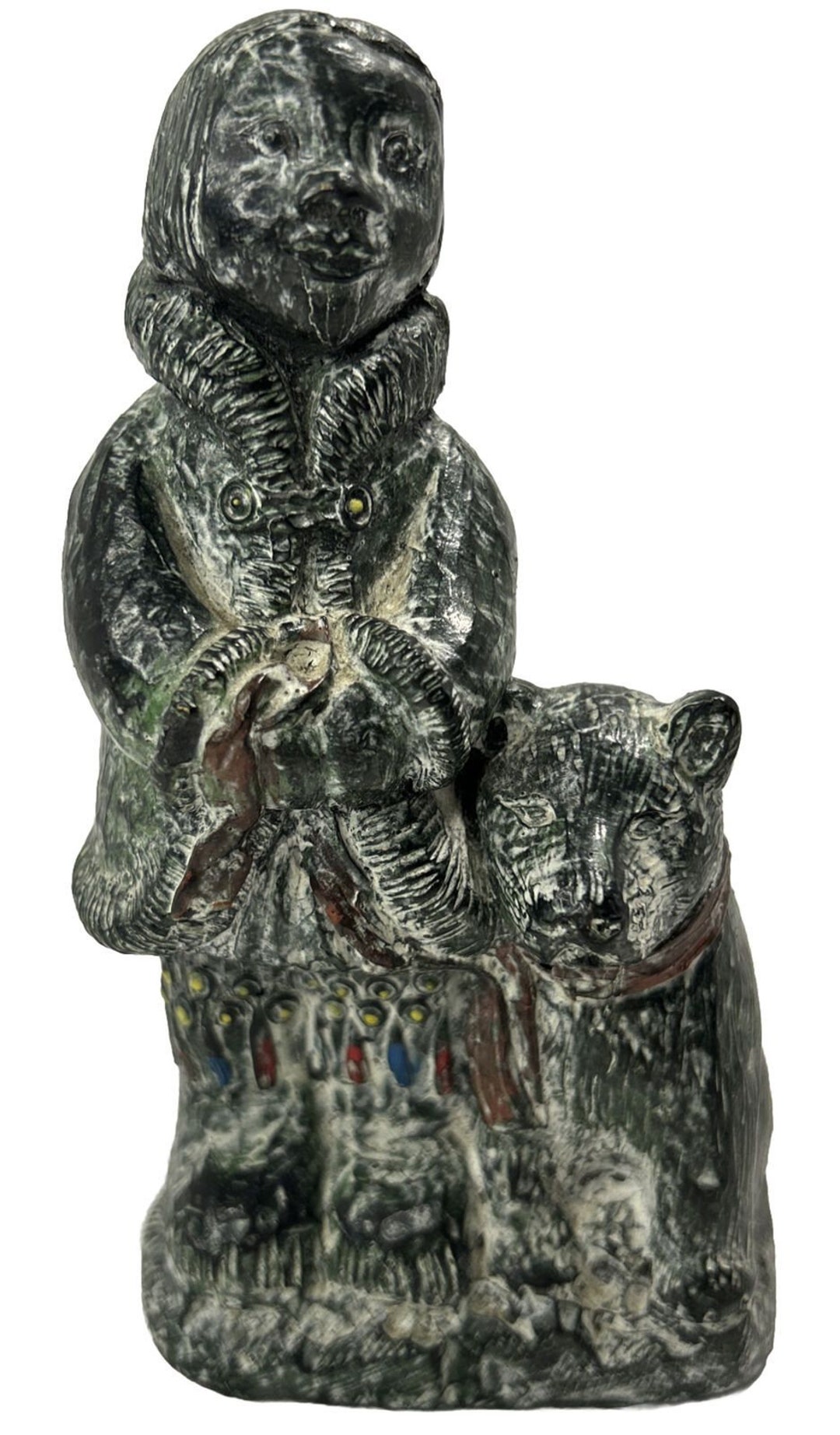 Vintage A Wolf Original the Wolf Sculptures Canada Eskimo Child and Dog EUC Etsy