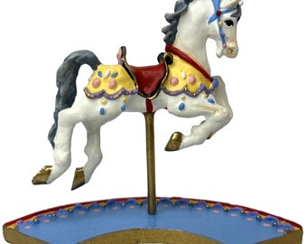 WANDA SCRUBY Pewter Carousel Horse Hand Painted Artist Signed