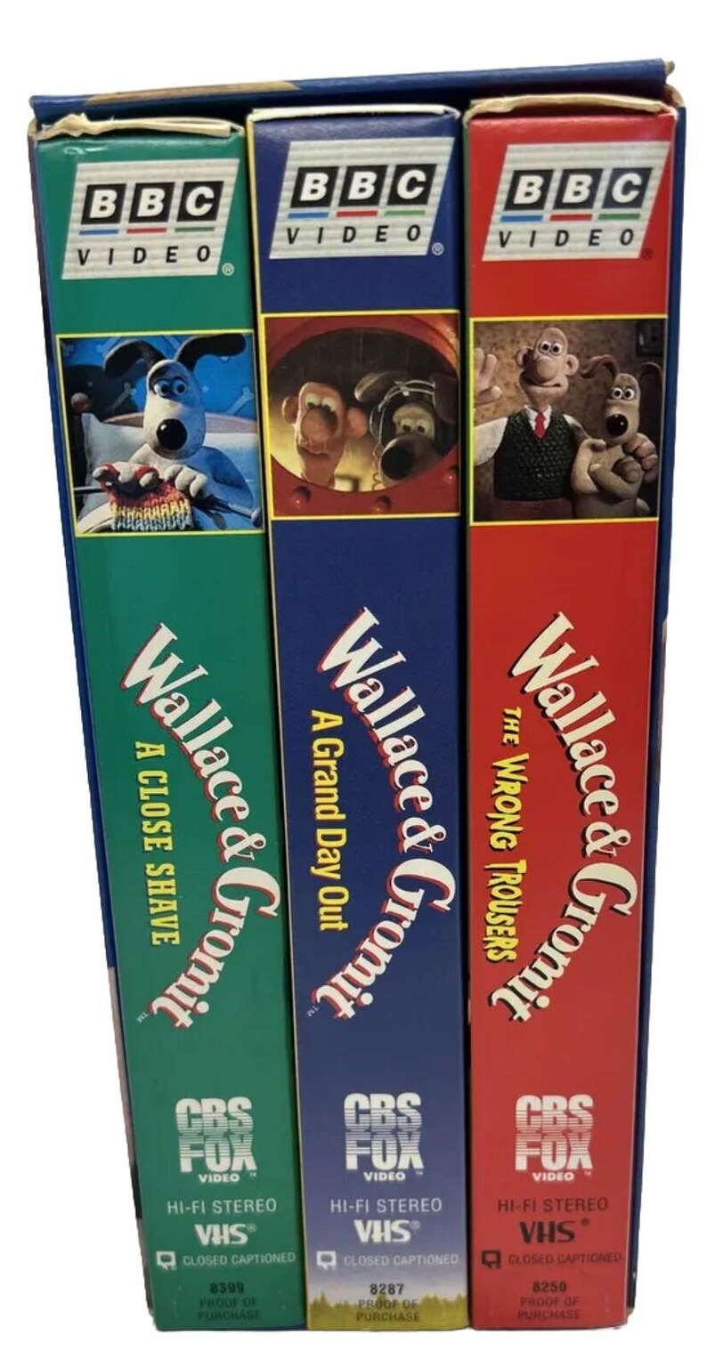 Wallace and Gromit Box Set VHS 1996 3 Tapes 2 Sealed BBC Video VTG 90s image 2