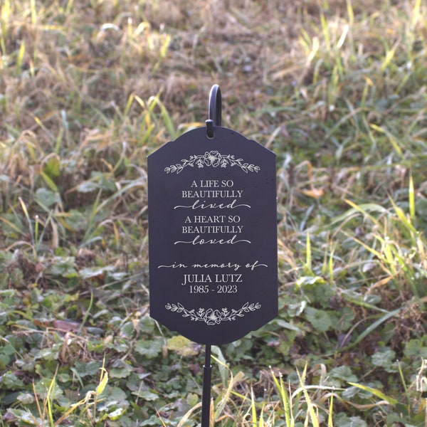 Memorial Garden Stake Grave Marker | Beautifully Loved Garden Remembrance Gift | Planted in Memory of Garden Stake | Memorial Grave Sign