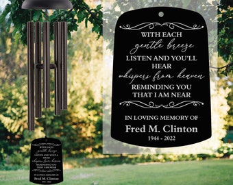 Personalized Whispers from Heaven Wind Chime | In Memory Of Wind Chime Gift | Memorial Wind Chime | Sympathy Gift | Passed Loved One Gift