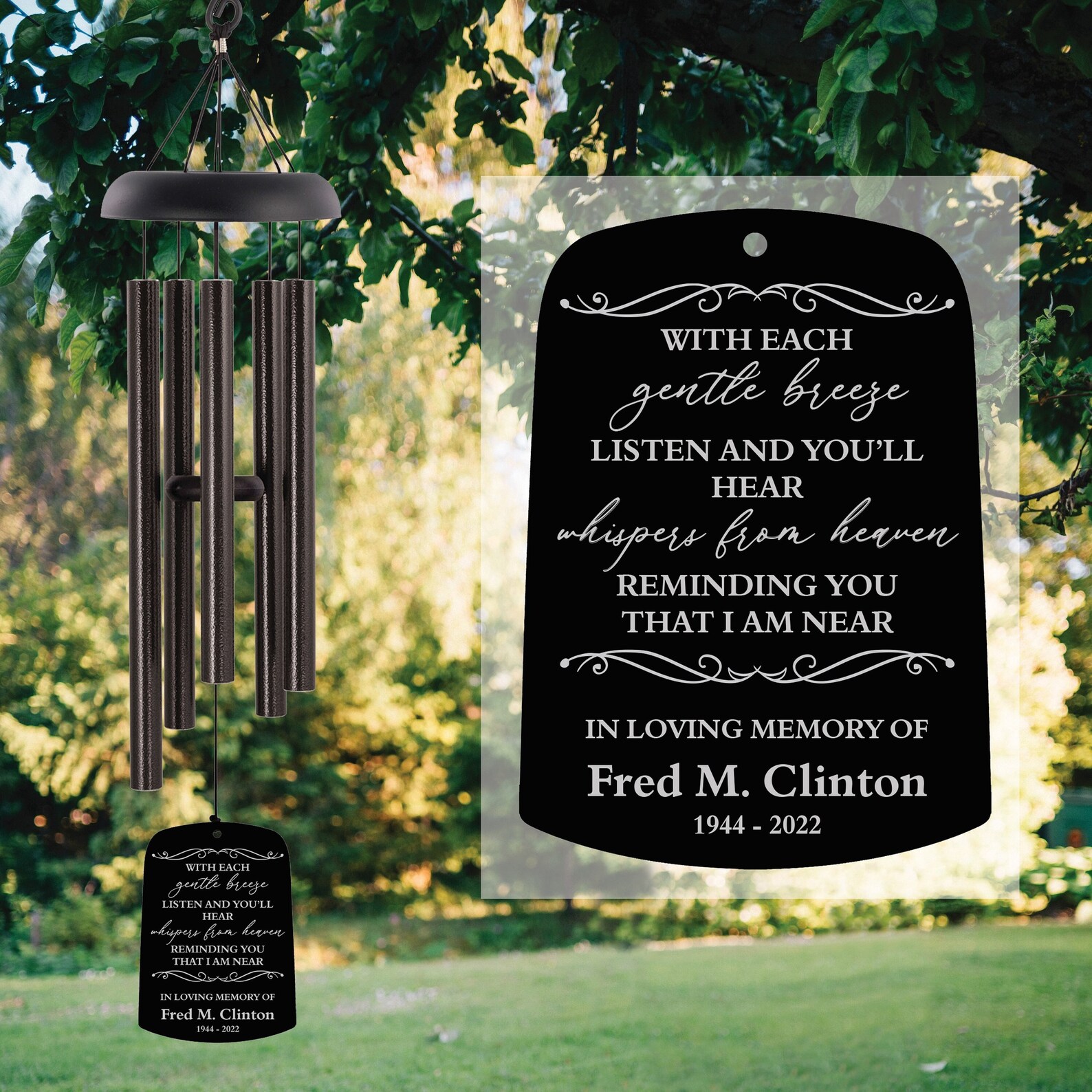 Personalized Whispers From Heaven Wind Chime in Memory of Wind Chime