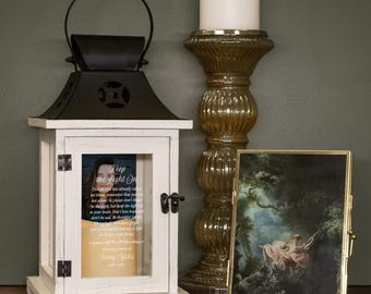 Keep the Light On Memorial Photo Lantern | Personalized Sympathy Candle Lantern | LED Bereavement Lantern Gift | Remembrance Poem Lantern