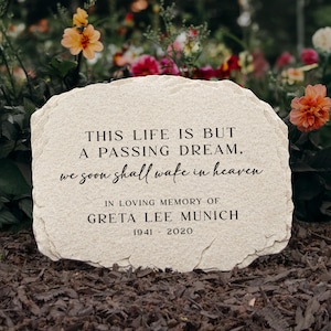 Memorial Garden Stone | Decorative Garden Stone | Religious Memorial Gift | Wake in Heaven Sympathy Gift | Garden Remembrance Stone
