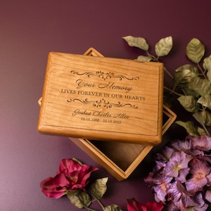 Memory Box Personalized | Memory Lives Forever | Custom Memorial Box | Wooden Urn for Loved One | Memorial Keepsake Box | Bereavement Gift