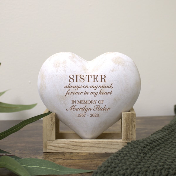 Memorial Gift for Loss of Sister | Sister Forever In Hearts Sympathy Gift | Sister Memorial Gift | Sister On My Mind Bereavement Gift