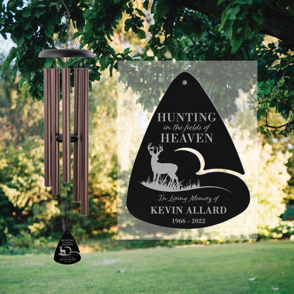 Hunting Memorial Wind Chime | Personalized Husband Deer Hunting Memorial | Hunting in Heaven Brother Sympathy Chime Gift | Dad Memorial Gift