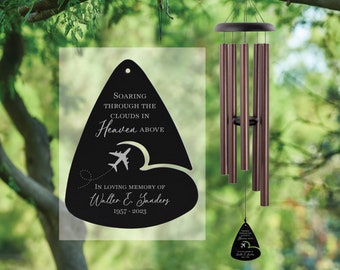 Pilot Memorial Wind Chime | Airplane Sympathy Gift | Memorial for Pilot | Plane Remembrance Gift | In Memory Of Airline Pilot Wind Chime