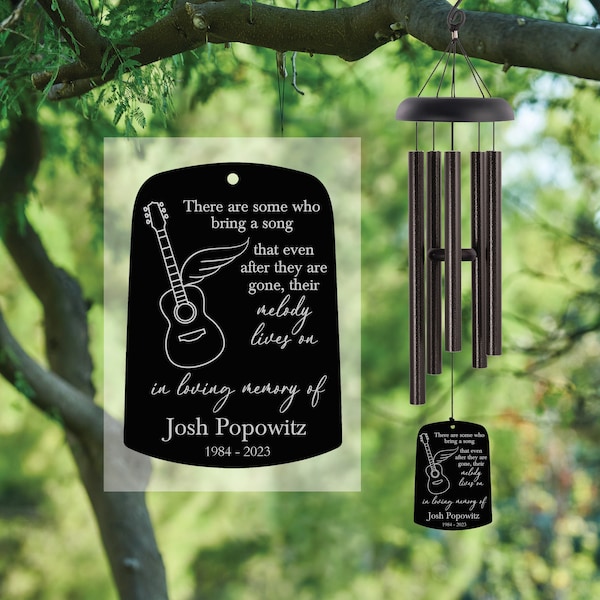 Memorial Guitar Wind Chime | Musician Memorial Gift | Guitar Wind Chime | Rock N Roll Remembrance Gift | Sympathy Gifts for Musical Person