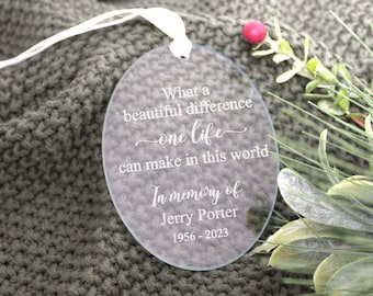 Difference One Life Can Make Memorial Gift | Beautiful Difference Memorial Ornament | Christmas Memorial Gift |  Remembrance Gift Christmas