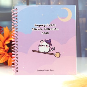 Reusable sticker book hardcover cute cat sticker collection book