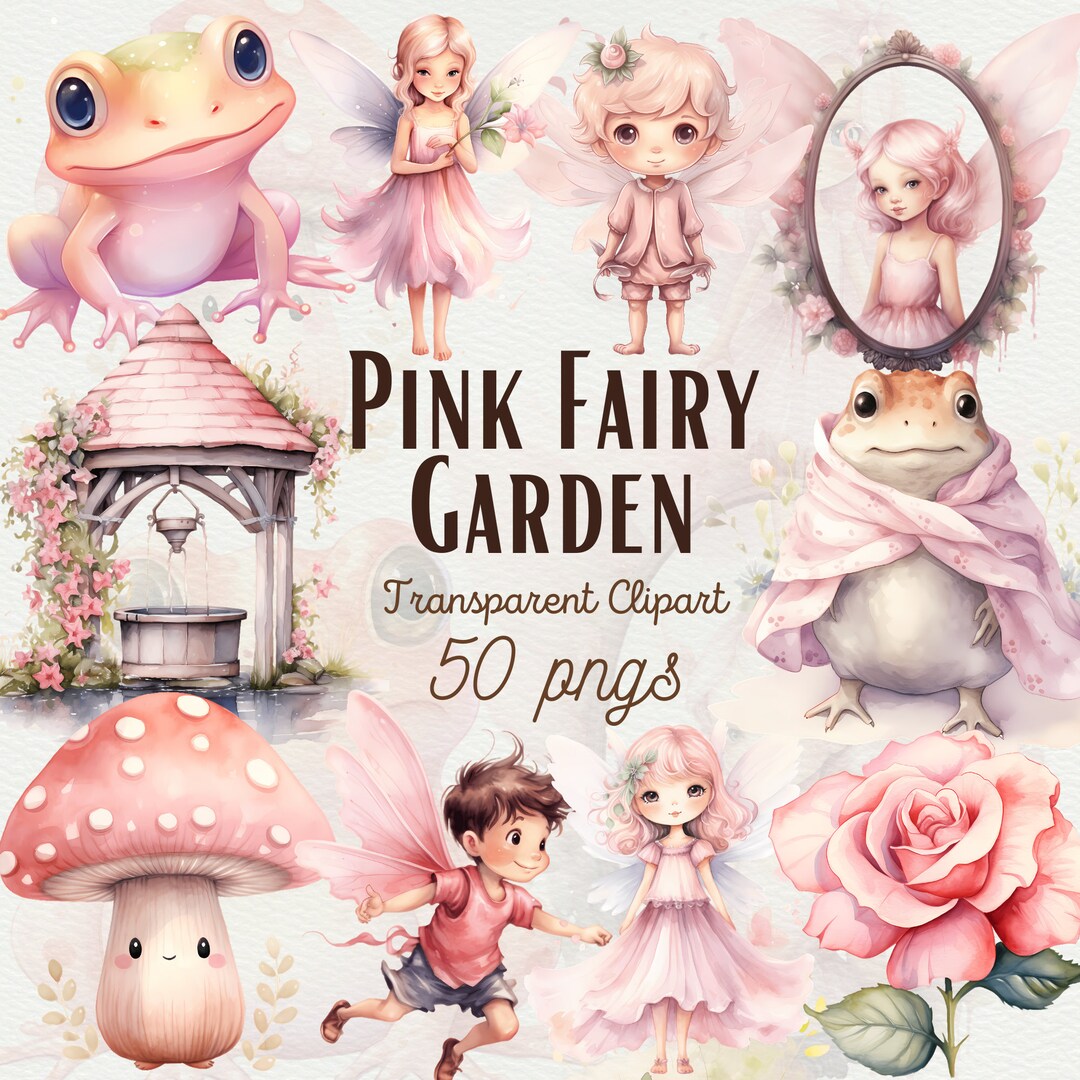Pink Fairy Garden Clipart Pink Fairytale Butterfly PNG Magical Fairy ...