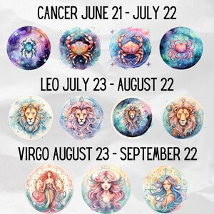 Celebrate the stars with the Zodiac Sign Clipart Bundle – PNG Astrology illustrations for divine designs. Elevate your Astrology Gifts and add a touch of cosmic allure to Watercolor Scrapbook Paper Crafts. Commercial Use.