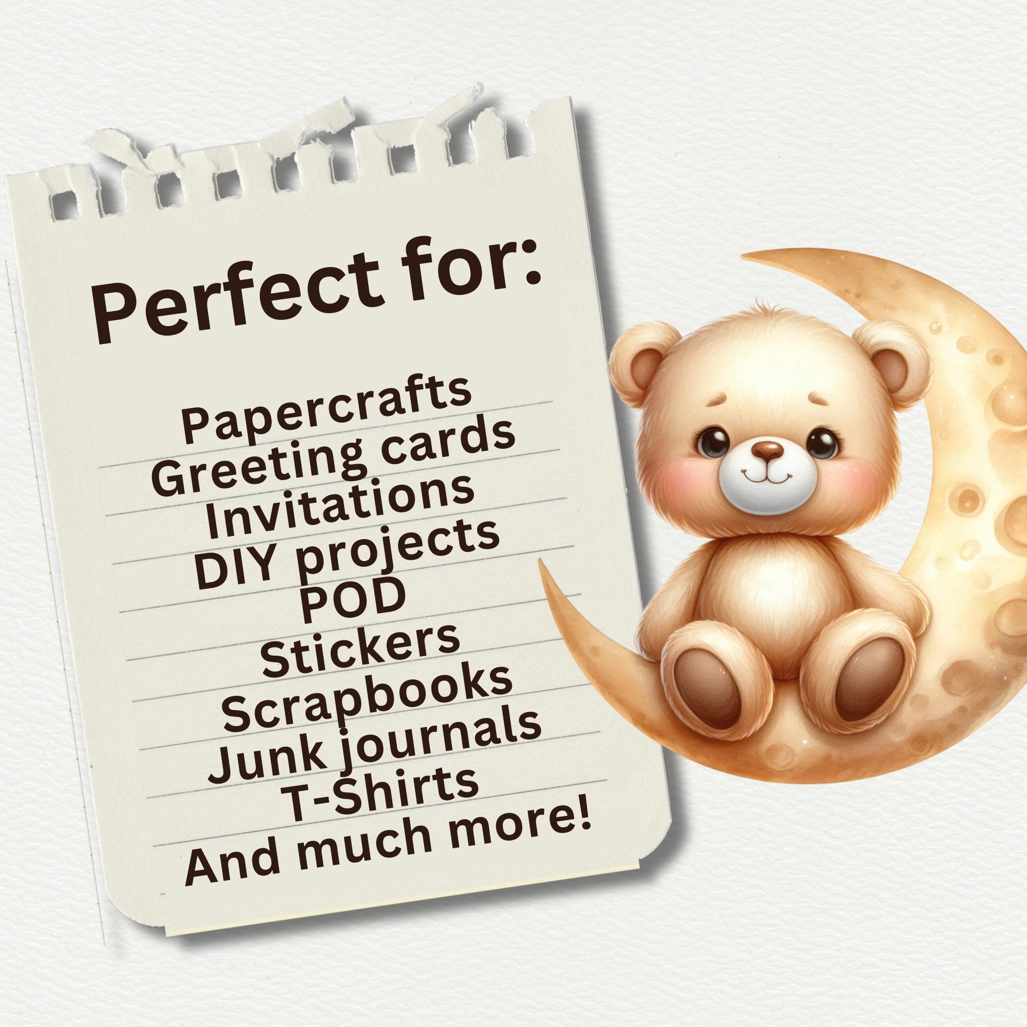 Watercolor Teddy Bear Clipart Neutral Baby Shower Clipart Beige Nursery ...