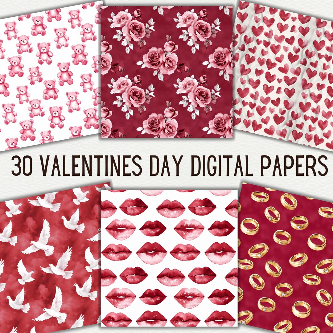 Valentines Day Seamless Digital Paper Printable Valentine Background ...
