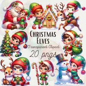 Aquarell Weihnachten Elf Clipart PNG Weihnachtselfen Clipart PNG Winter Aquarell Designs Papier Handwerk Kommerzielle Nutzung Digitaler Download