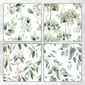 Watercolor Eucalyptus Digital Paper Eucalyptus Sage Green Greenery ...
